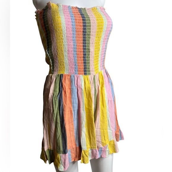 Angie Striped Multicolor Strapless Romper Size Large - Picture 3 of 3